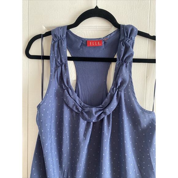 Elle Women's Medium Blue Sleeveless Top Polka Dot Corpcore - Picture 3 of 5